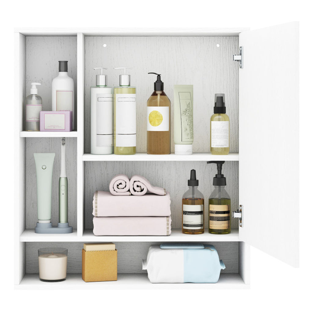 AEELLEEA Bathroom Mirror Cabinet 21.5"×6.5"×24", Wall Mount Medicine Cabinet with Open Storage Shelves, Shatterproof Mirror, 176 lbs Load Capacity