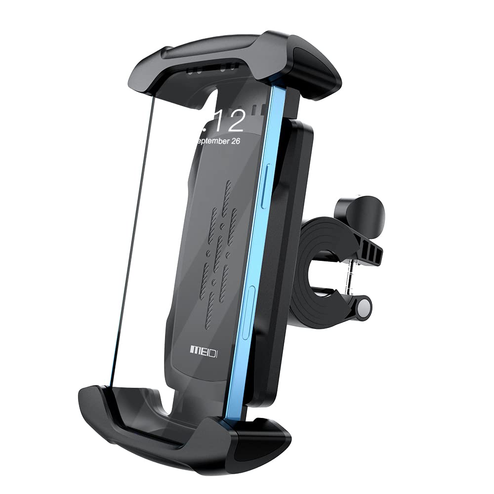 Universal Motorcycle & Bike Phone Mount, 360° Rotatable Handlebar Cell Phone Holder, Shockproof Anti-Slip Bicycle Phone Stand Compatible With IPhone Samsung Android