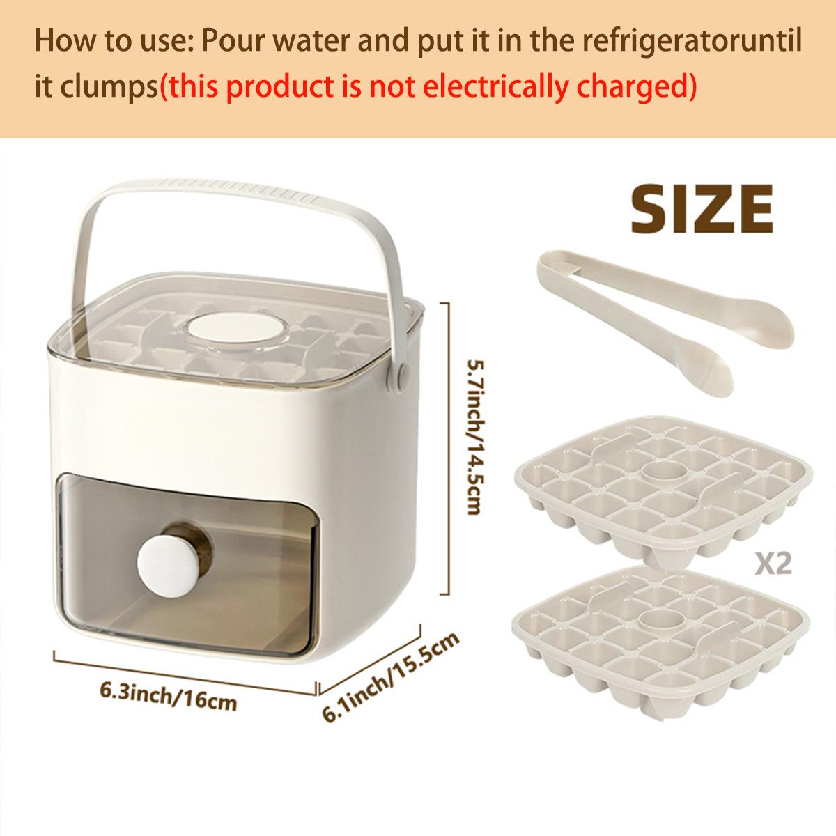 Ice Cube Tray with Lid and Storage Bin, Ice Trays for Freezer, Reusable Ice Maker Mold with Ice Container and Ice Tongs, White
