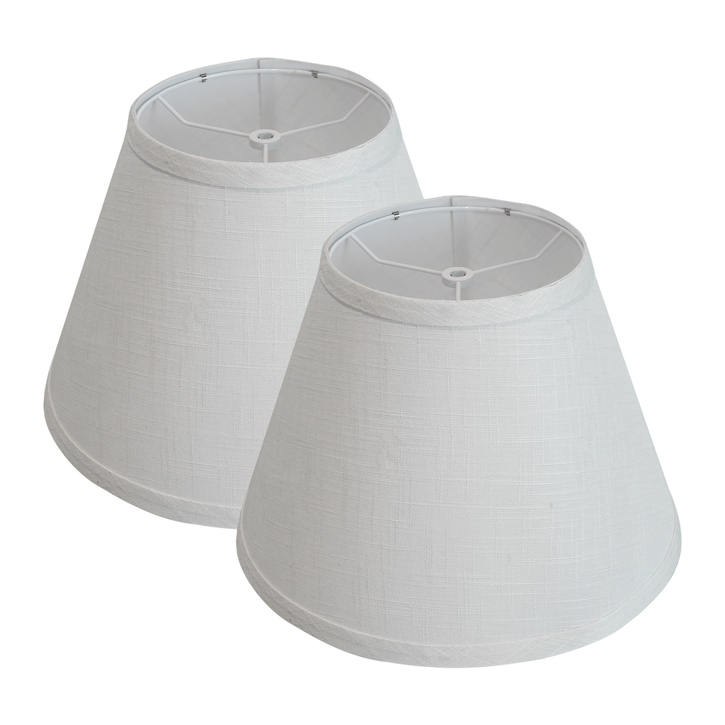 Set of 2 White Linen Barrel Lamp Shades, 7" Top x 13" Bottom x 9" High, Spider Fitter with 7" Harps for Table & Floor Lamps