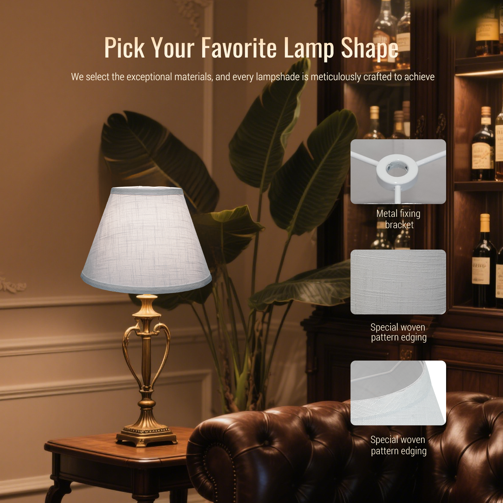 Set of 2 White Linen Barrel Lamp Shades, 7" Top x 13" Bottom x 9" High, Spider Fitter with 7" Harps for Table & Floor Lamps
