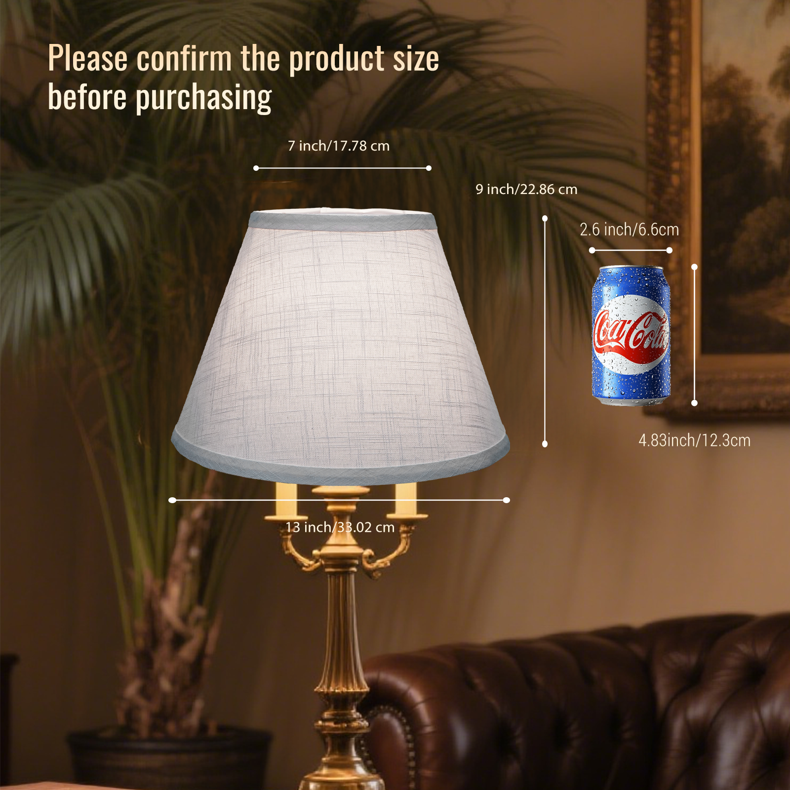 Set of 2 White Linen Barrel Lamp Shades, 7" Top x 13" Bottom x 9" High, Spider Fitter with 7" Harps for Table & Floor Lamps