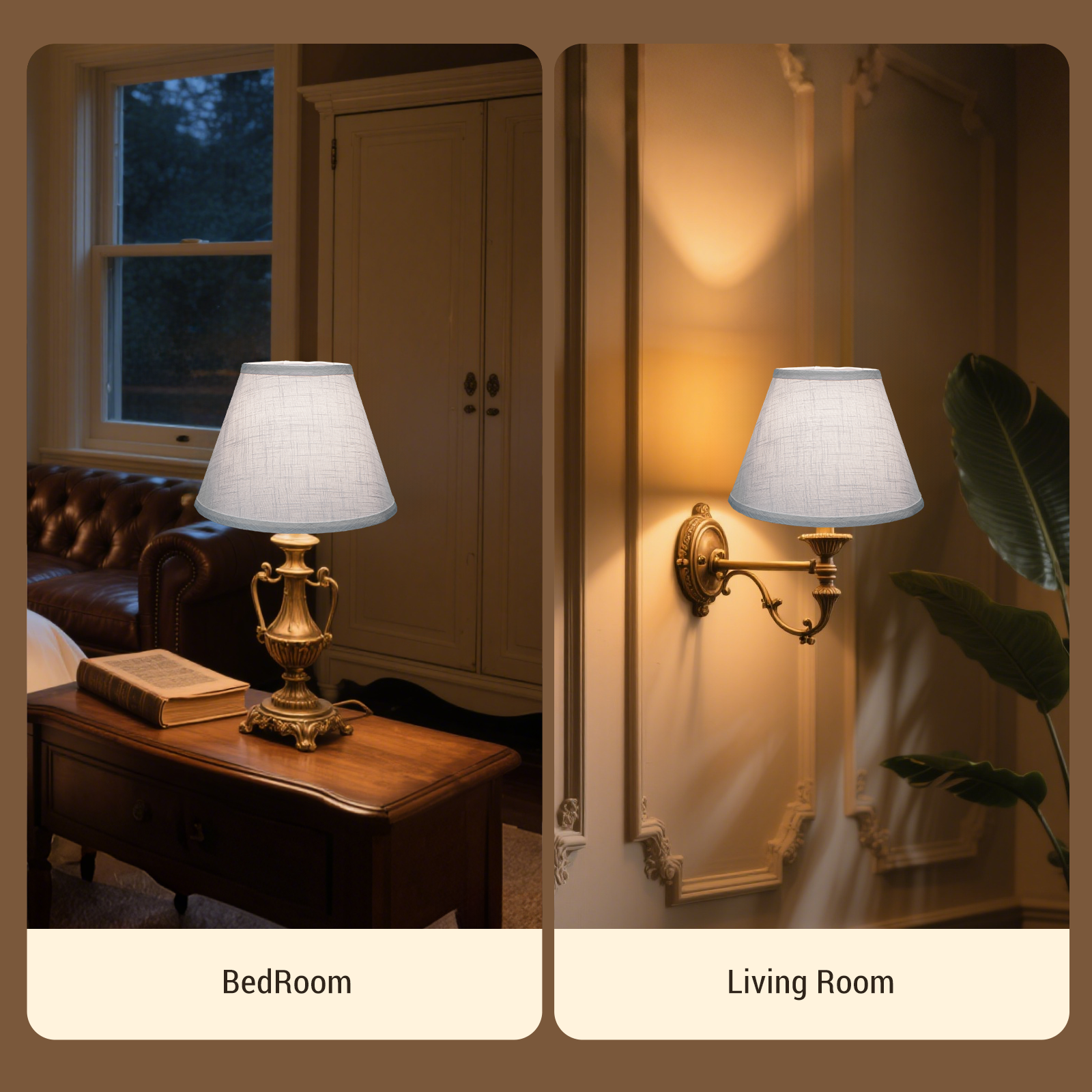 Set of 2 White Linen Barrel Lamp Shades, 7" Top x 13" Bottom x 9" High, Spider Fitter with 7" Harps for Table & Floor Lamps