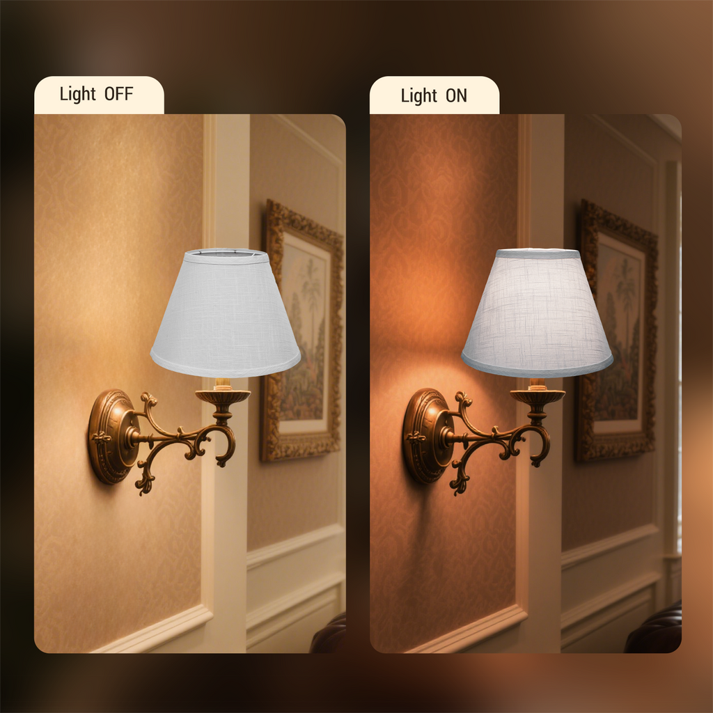 Set of 2 White Linen Barrel Lamp Shades, 7" Top x 13" Bottom x 9" High, Spider Fitter with 7" Harps for Table & Floor Lamps