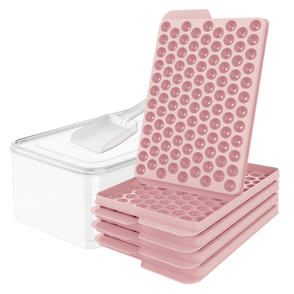 0.55 Inch Mini Ice Cube Trays with Lid and Storage Bin, Small Pebble Ice Ball Maker for Coffee and Drinks