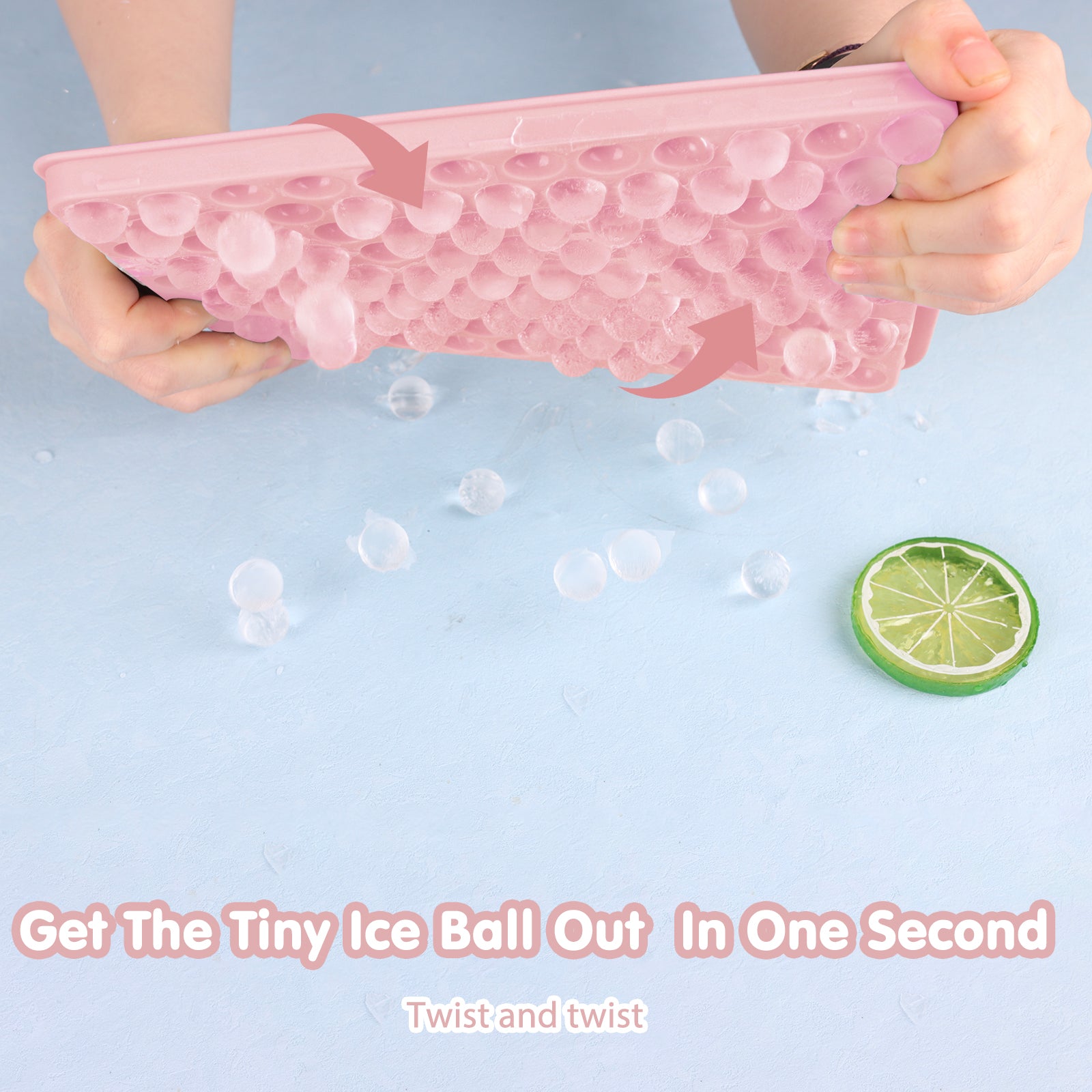 0.55 Inch Mini Ice Cube Trays with Lid and Storage Bin, Small Pebble Ice Ball Maker for Coffee and Drinks