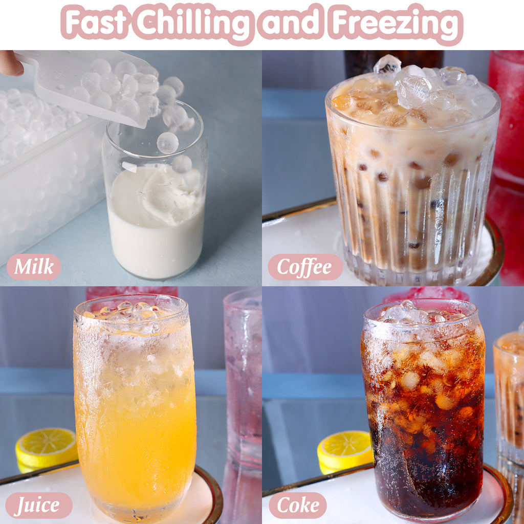 0.55 Inch Mini Ice Cube Trays with Lid and Storage Bin, Small Pebble Ice Ball Maker for Coffee and Drinks
