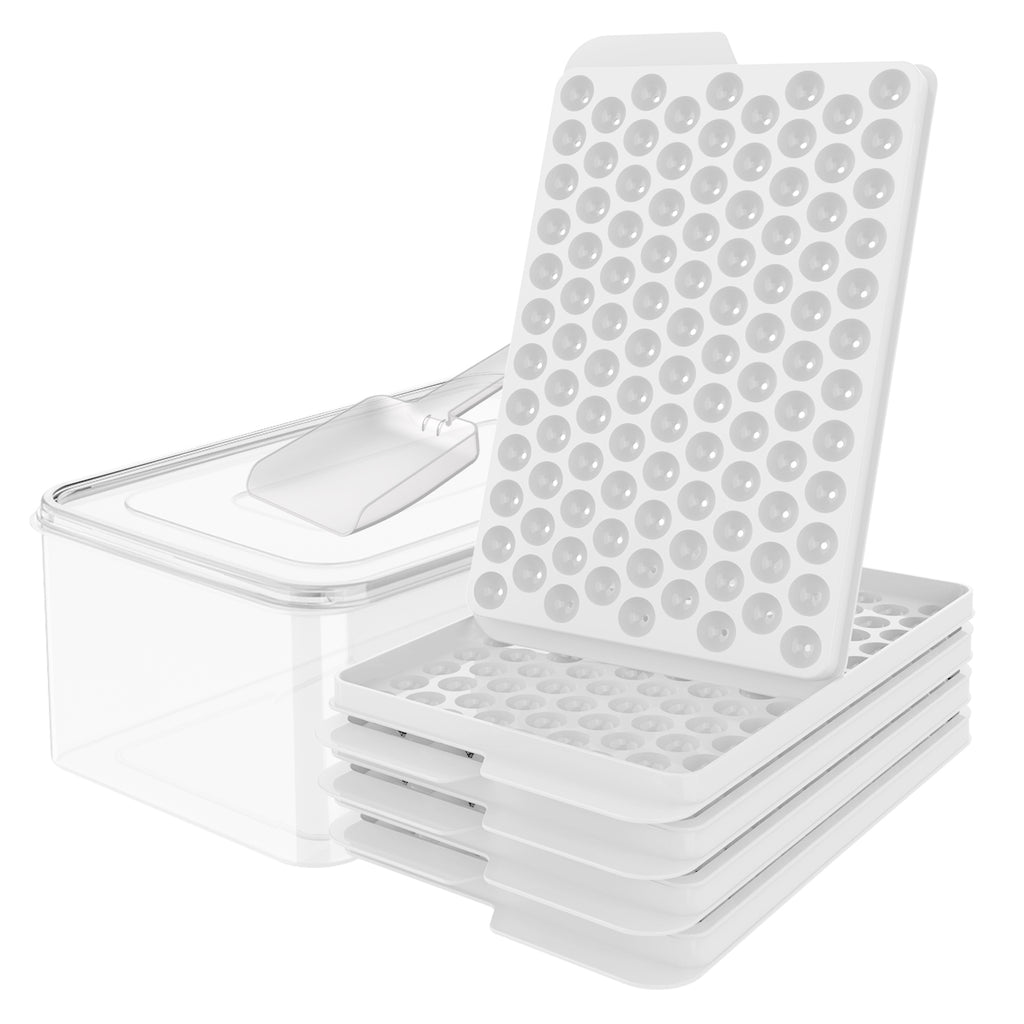 0.55 Inch Mini Ice Cube Trays with Lid and Storage Bin, Small Pebble Ice Ball Maker for Coffee and Drinks