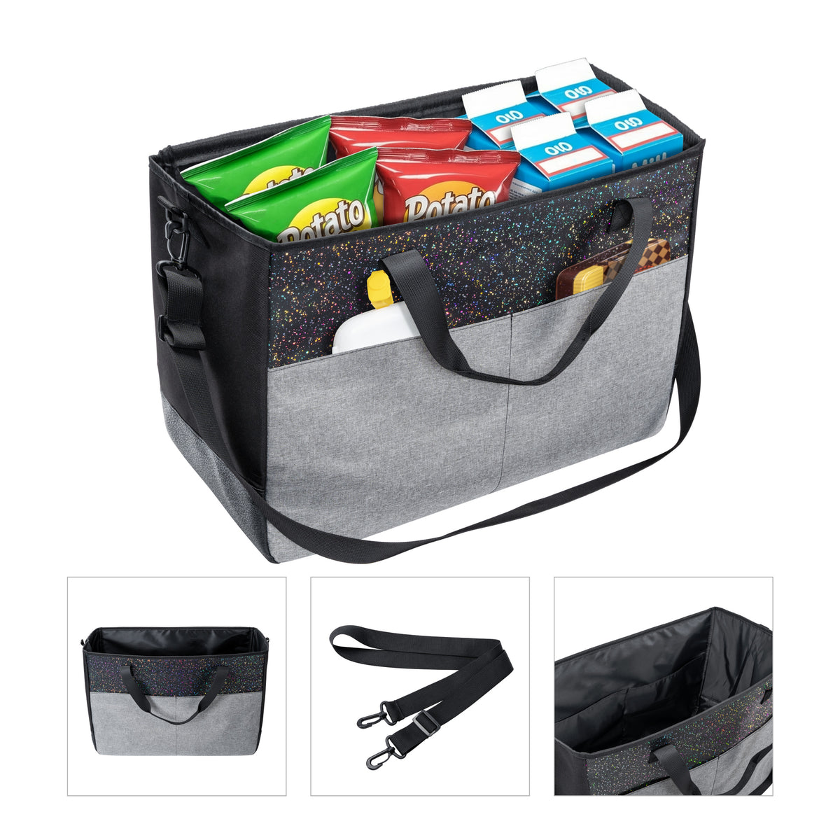 Sparkle Large Car Trunk Storage Bag, Waterproof Vehicle Cargo Organizer Tote with Strong Carry Handles