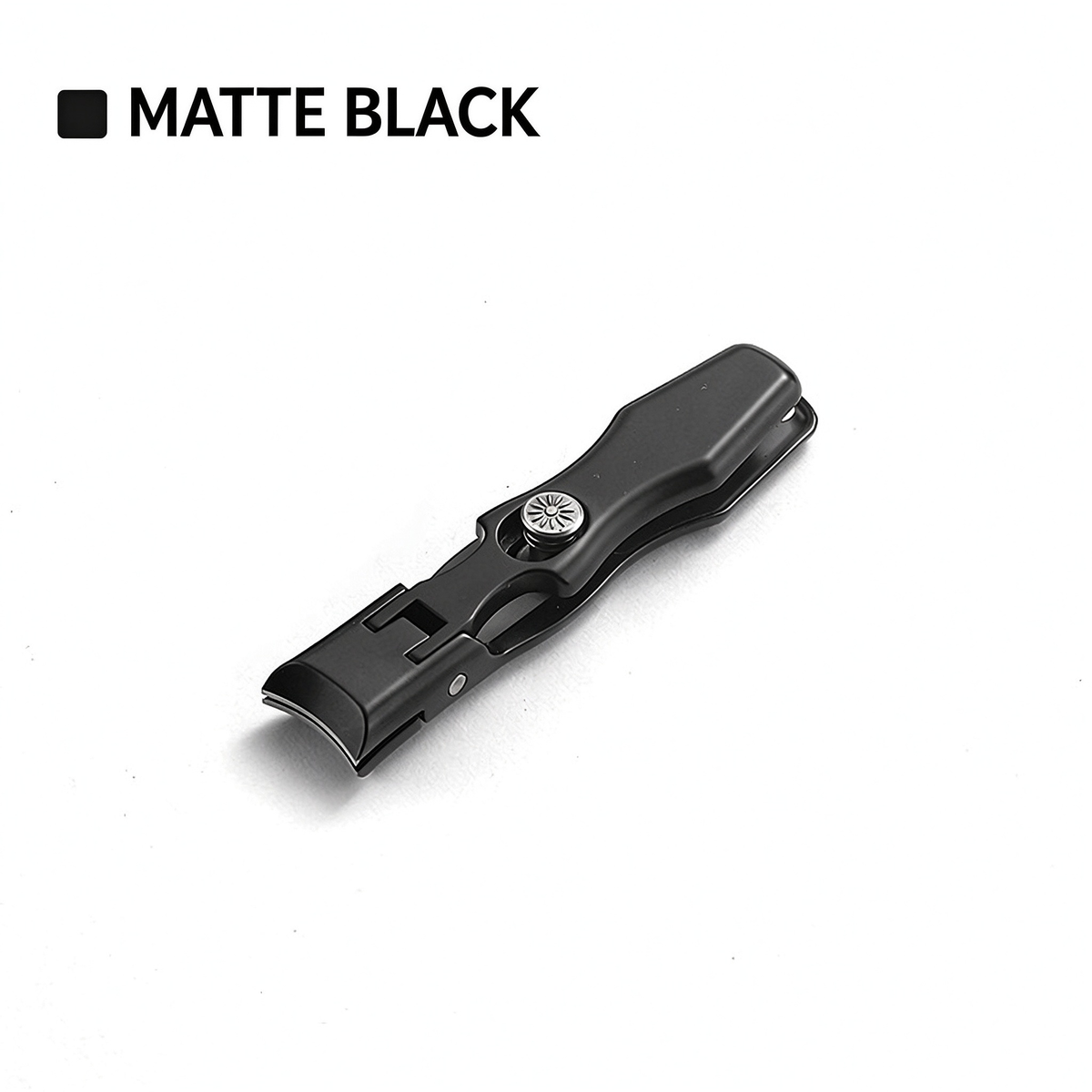 Matte Black Nail Clipper with Clipping Catcher, Stainless Steel Anti-Splash Nail Trimmer, 3D Curved Wide Jaw Blade Nail Care Tool