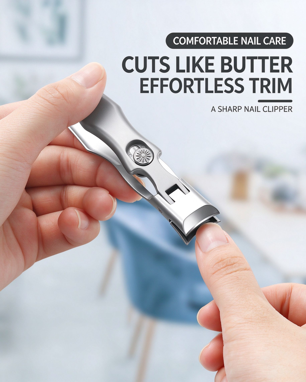 Matte Black Nail Clipper with Clipping Catcher, Stainless Steel Anti-Splash Nail Trimmer, 3D Curved Wide Jaw Blade Nail Care Tool
