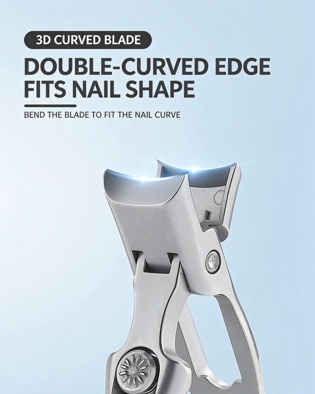 Matte Black Nail Clipper with Clipping Catcher, Stainless Steel Anti-Splash Nail Trimmer, 3D Curved Wide Jaw Blade Nail Care Tool