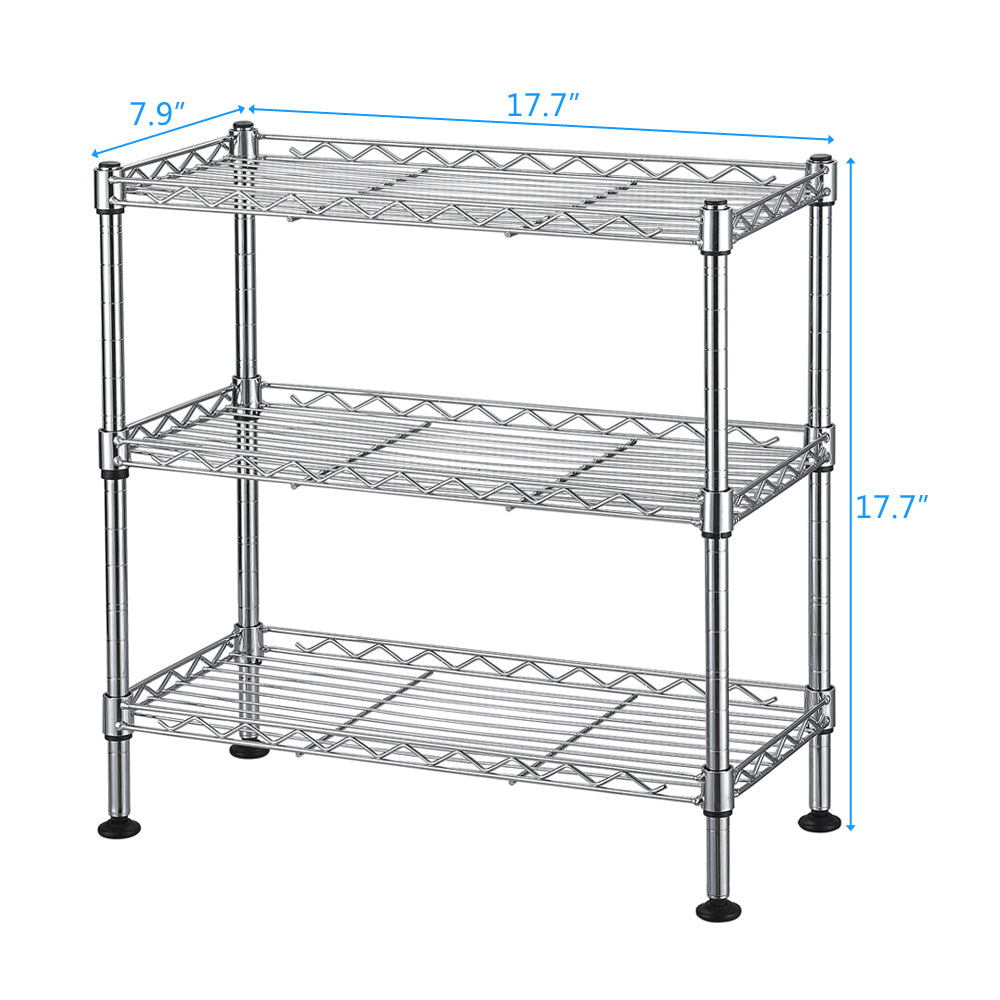 3-Tier Cabinet Organizer, Under Sink Shelf, Zinc Plated Steel, Adjustable Height, Tool-Free Assembly, Small Space Storage Rack