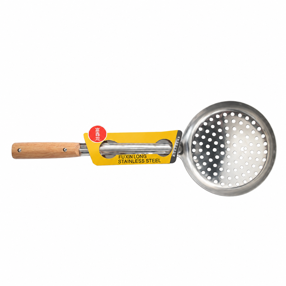 Stainless Steel Skimmer Slotted Spoon with Wooden Handle, Deep Hole Pasta Strainer Ladle for Noodles Dumplings Frying, Kitchen Spider Strainer