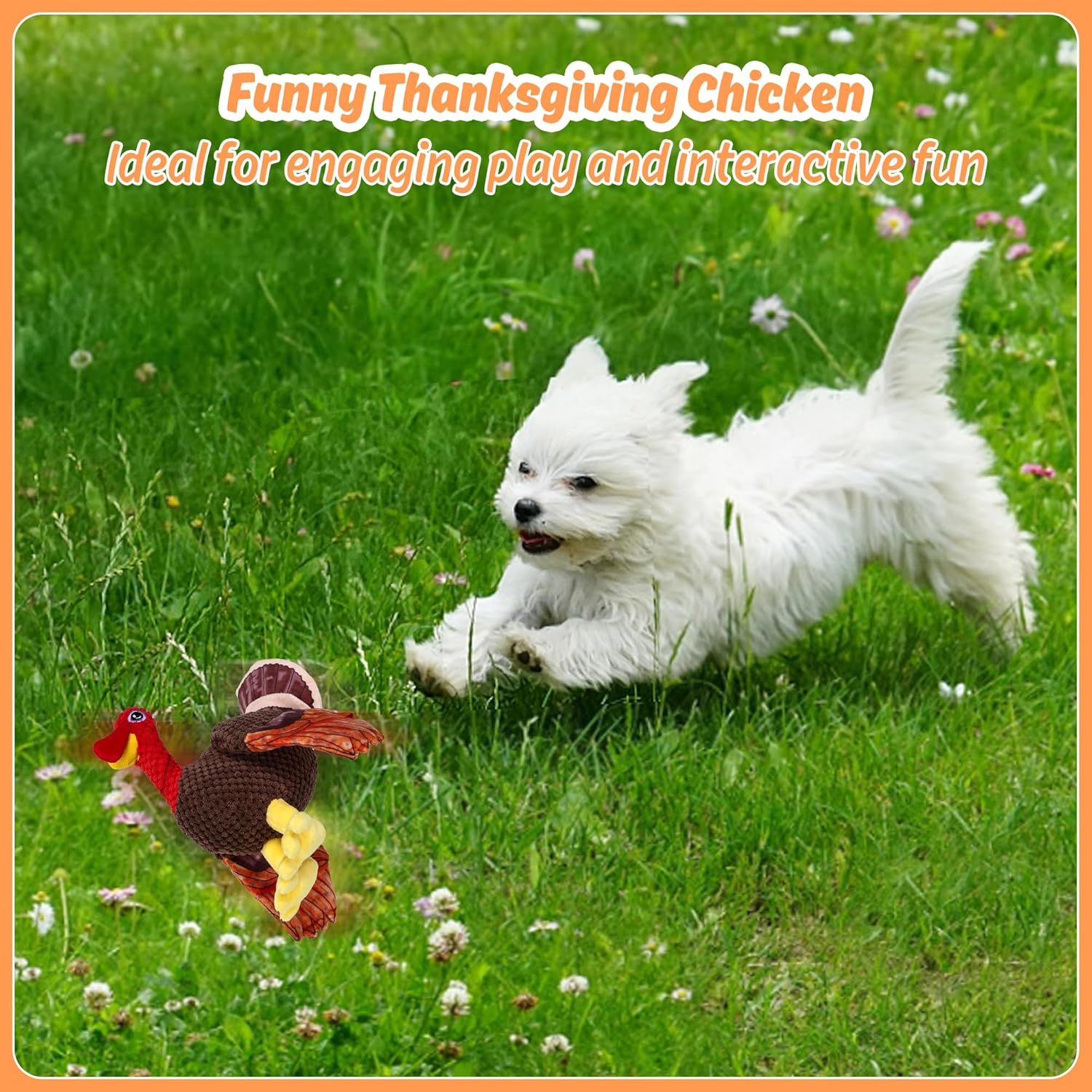 Thanksgiving Day Chicken Dog Toys for Large Dogs,Squeaky Dog Toys, Tug of War Dog Plush Toys,Large Stuffed Dog Toys for Large Dogs with Crinkled Paper,Stuffed Animals Toys for Dogs, Red