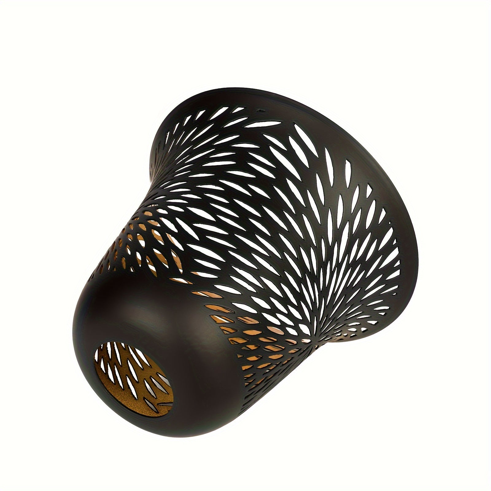 4 Pack Etched Chrysanthemum Metal Pendant Light Shades, 1-5/8" Fitter, Outer Black & Inner Gold Finish, for Ceiling Fan Light Cover Replacement, 5.12" H, 6" Dia