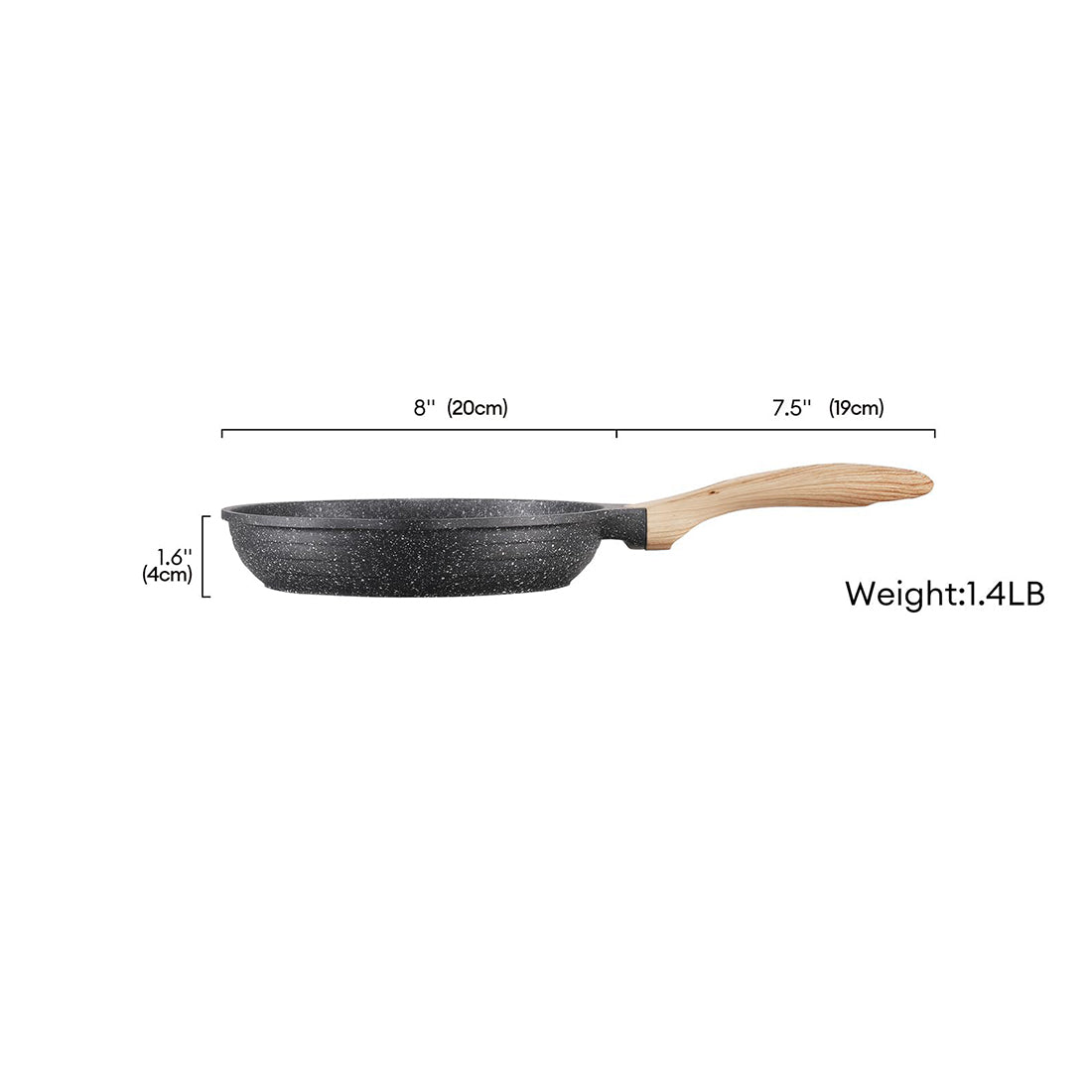 8 Inch Nonstick Frying Pan, Stone Coating Cookware Omelette Pan, Heat Resistant Handle, Compatible with All Stoves, Grey