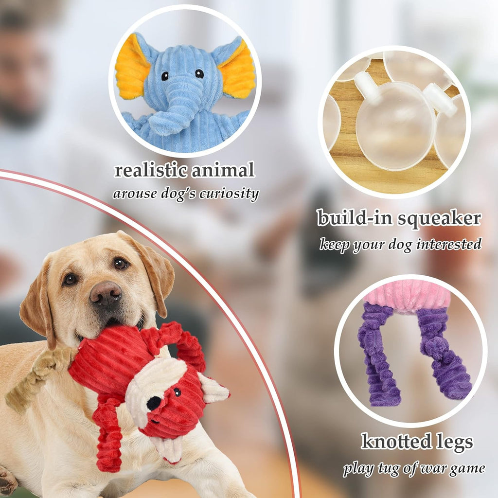 LECHONG 5 Pack Tough Dog Toys Stuffed Squeaky Dog Toys Assortment Plush Animal Dog Toy Value Bundle Puppy Pet Dog Toys for Small Medium Large Dogs : Pet Supplies