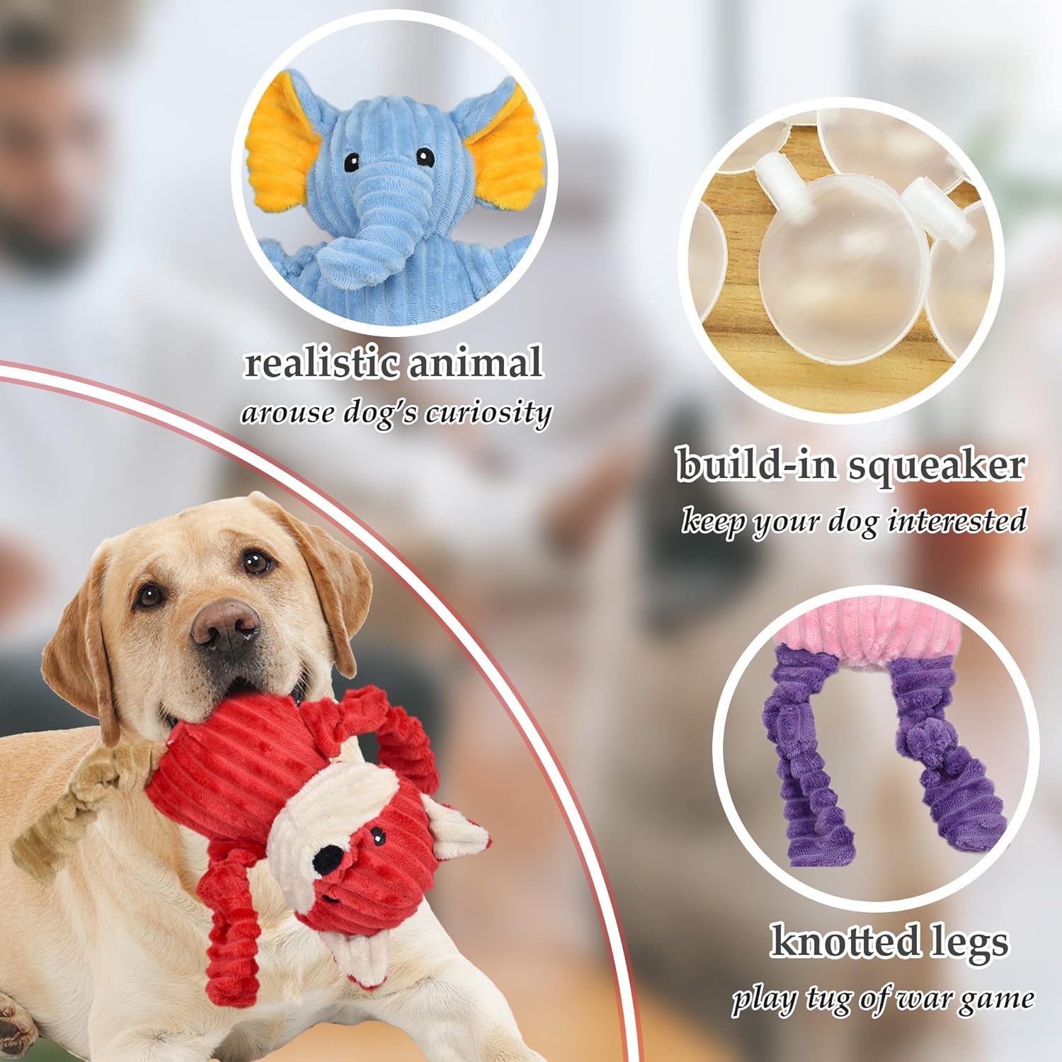 LECHONG 5 Pack Tough Dog Toys Stuffed Squeaky Dog Toys Assortment Plush Animal Dog Toy Value Bundle Puppy Pet Dog Toys for Small Medium Large Dogs : Pet Supplies