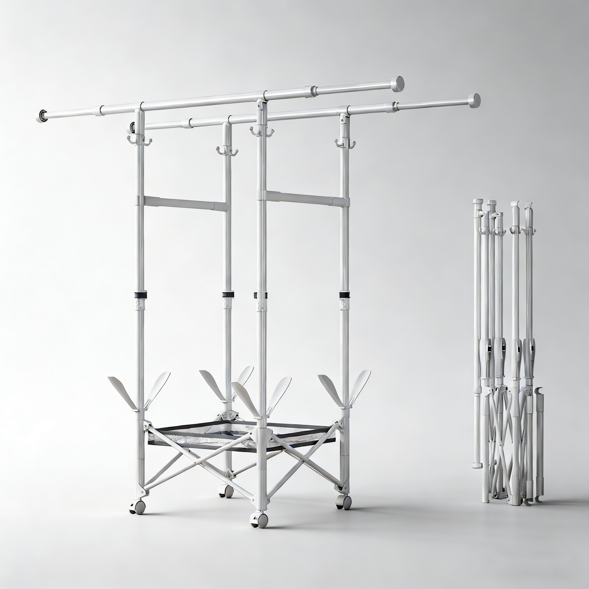 Foldable Clothes Drying Rack with Wheels, Large Capacity Expandable Laundry Rack, Portable Collapsible Dryer, No Assembly, Indoor & Outdoor Use