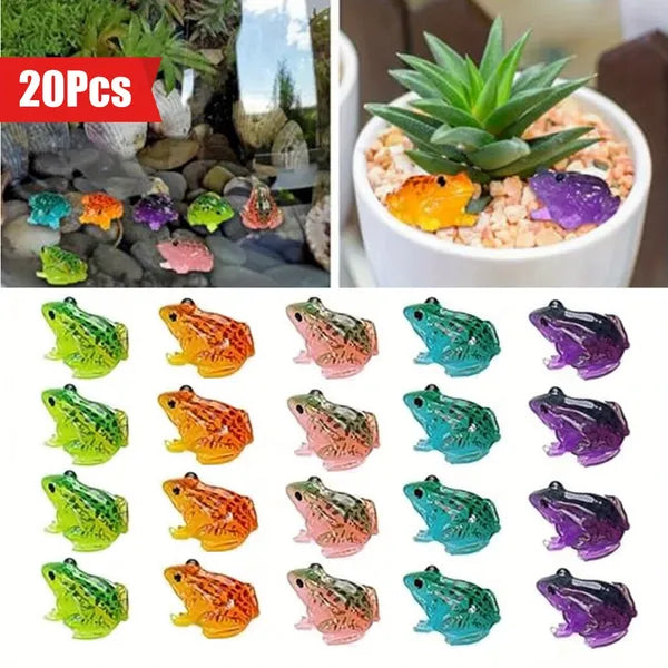 AEELLEEA 20Pcs Luminous Resin Frog Figurines, Mixed Color Mini Frog Statues, Fairy Garden DIY Micro Landscape Home Decor