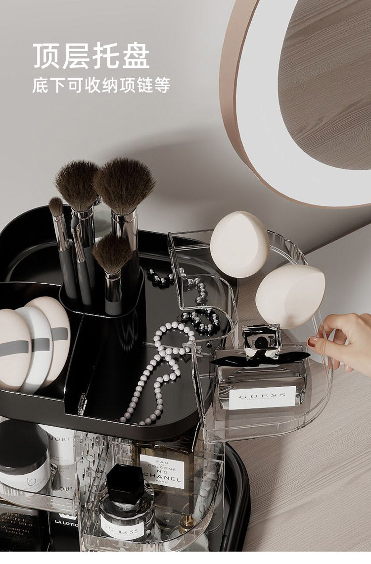 360° Rotating Makeup Organizer, Adjustable Tiered Bathroom Counter Organizer, Clear Vanity Display, Perfume Organizer & Makeup Brush Holder for Jewelry & Accessories Storage