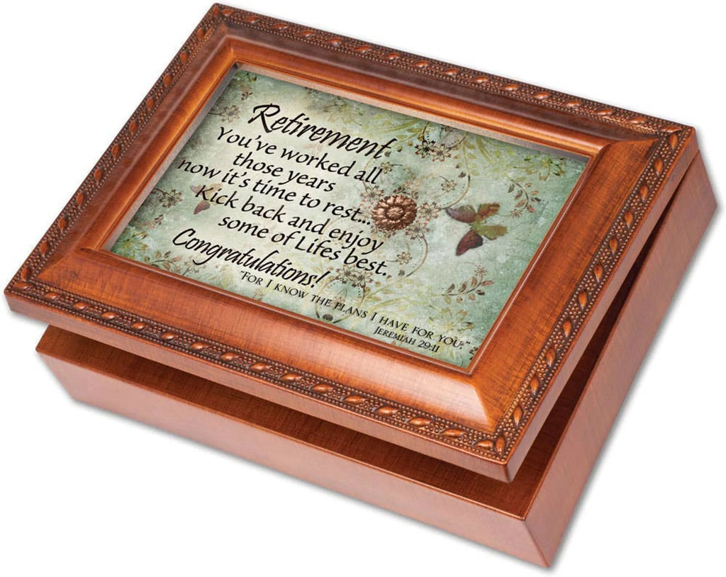 Retirement Keepsake Music Box with 4x6 Photo Insert, Wind-Up Musical Storage Box, 8 x 6 x 2.5 in