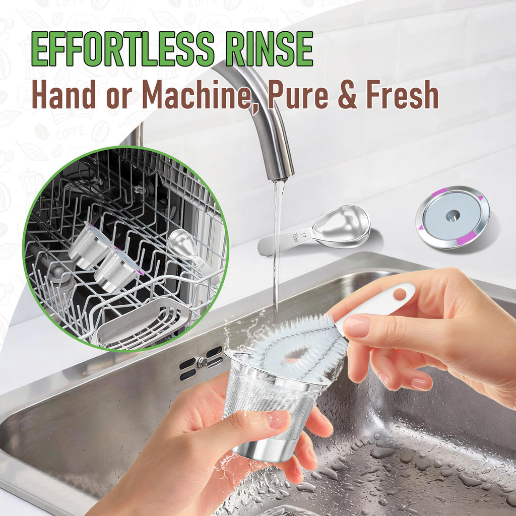 AEELLEEA 2 Pack Reusable K Cups, 304 Stainless Steel Coffee Pods with Scoop Brush Storage Box for 1-Prong Keurig