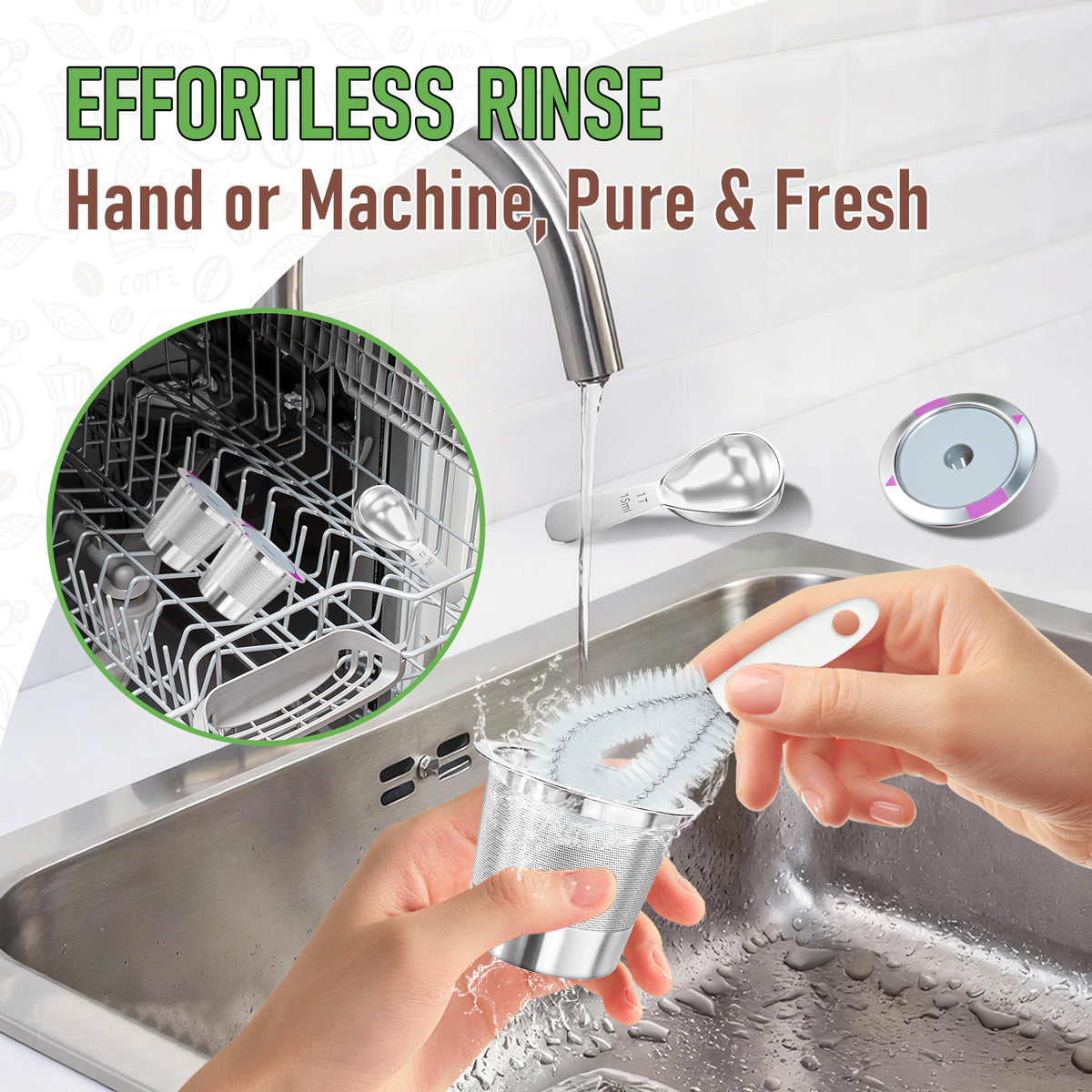 AEELLEEA 2 Pack Reusable K Cups, 304 Stainless Steel Coffee Pods with Scoop Brush Storage Box for 1-Prong Keurig