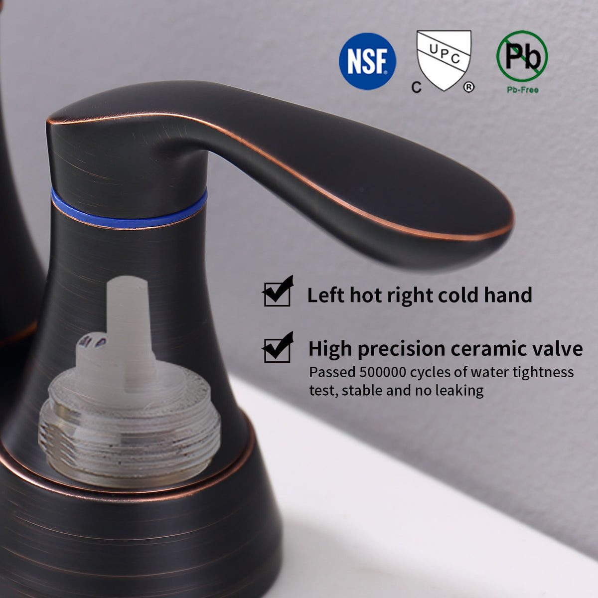 AEELLEEA Oil-Rubbed Bronze 2-Handle 4 inch Bathroom Faucet, 360° Swivel Spout with Pop Up Drain & Supply Lines