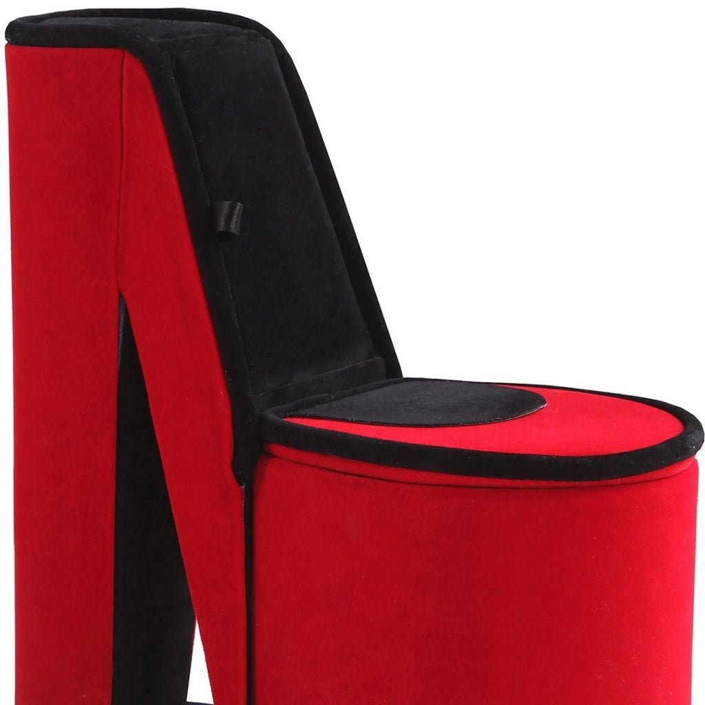 Red Velvet High Heel Shaped Jewelry Box, Multi Compartment Jewelry Storage Organizer, Decorative Vanity Tabletop Case & Unique Gift