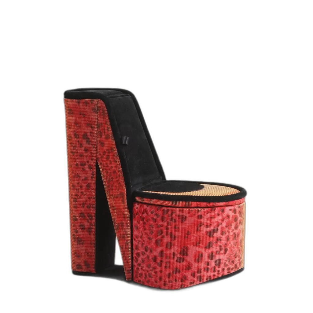 Red Leopard Print High Heel Shaped Jewelry Box, Multi Compartment Jewelry Storage Organizer, Decorative Vanity Tabletop Case & Unique Gift