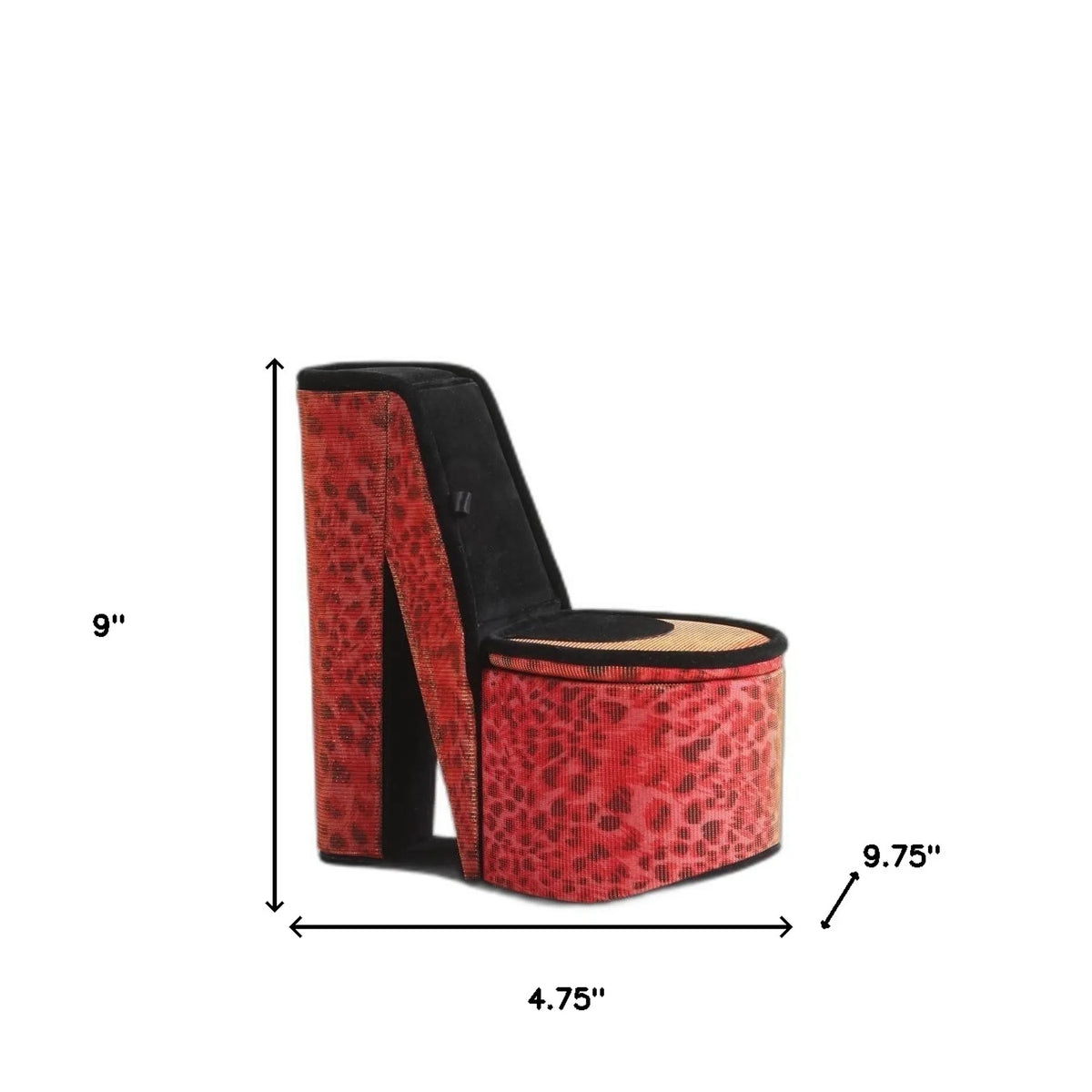 Red Leopard Print High Heel Shaped Jewelry Box, Multi Compartment Jewelry Storage Organizer, Decorative Vanity Tabletop Case & Unique Gift