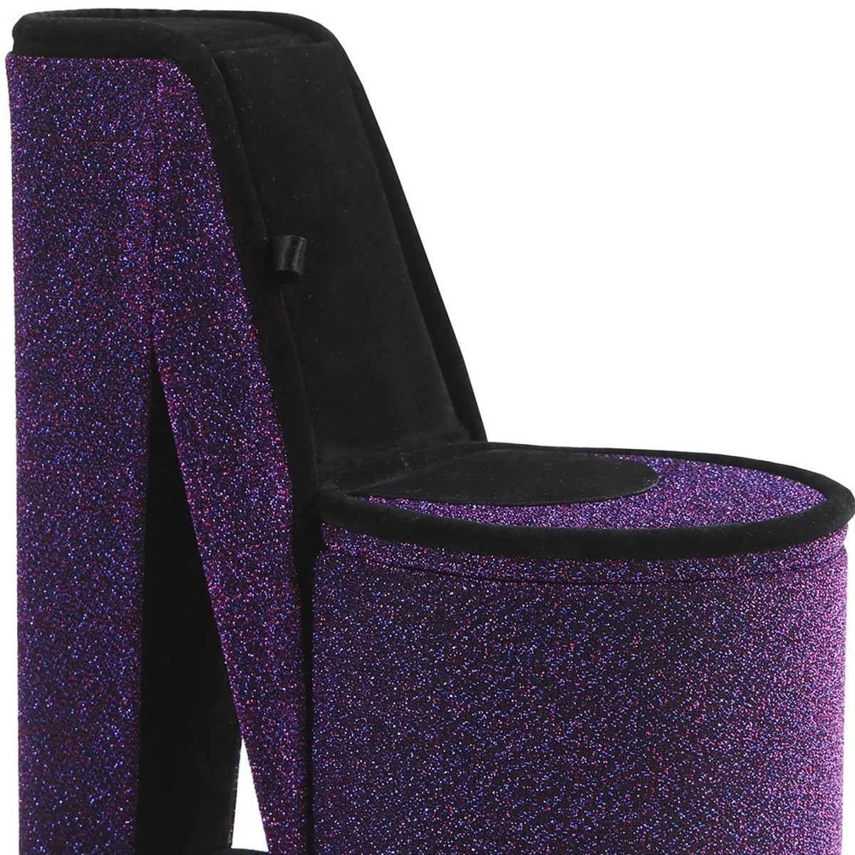 Purple Glitter High Heel Shaped Jewelry Box, Velvet Lined Divided Storage Organizer, Tabletop Decorative Jewelry Case & Gift