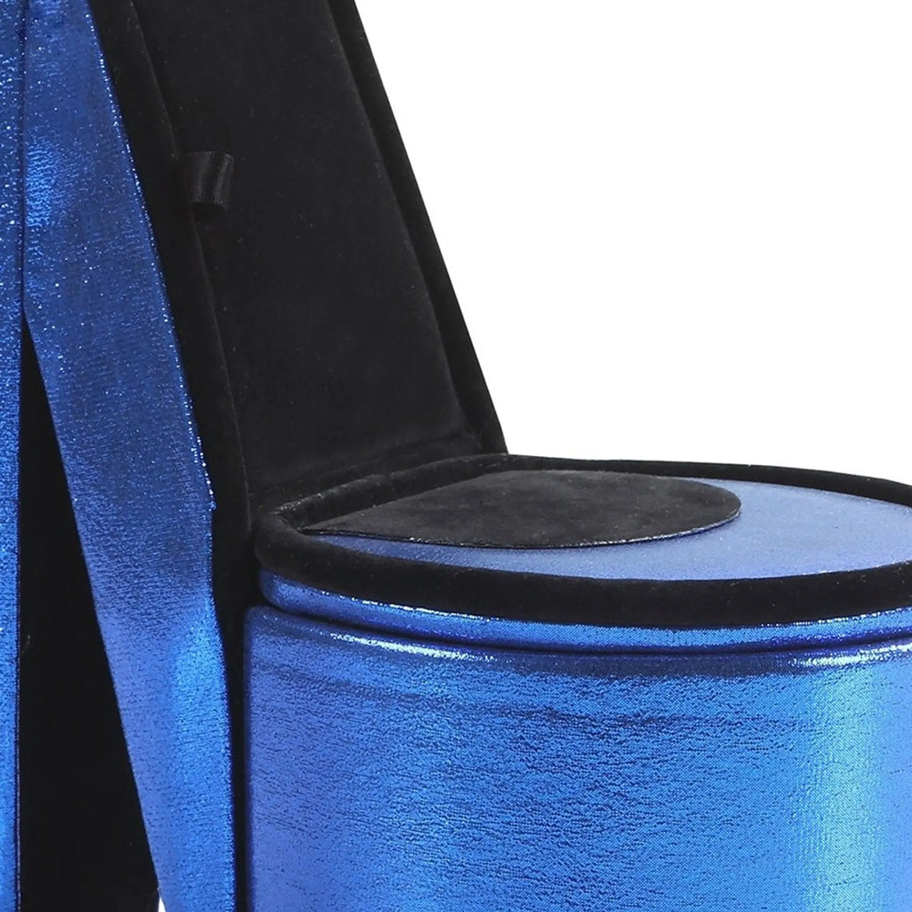 Glitter Blue High Heel Shaped Jewelry Box, Velvet Lined Divided Storage Case, Decorative Tabletop Jewelry Organizer & Gift