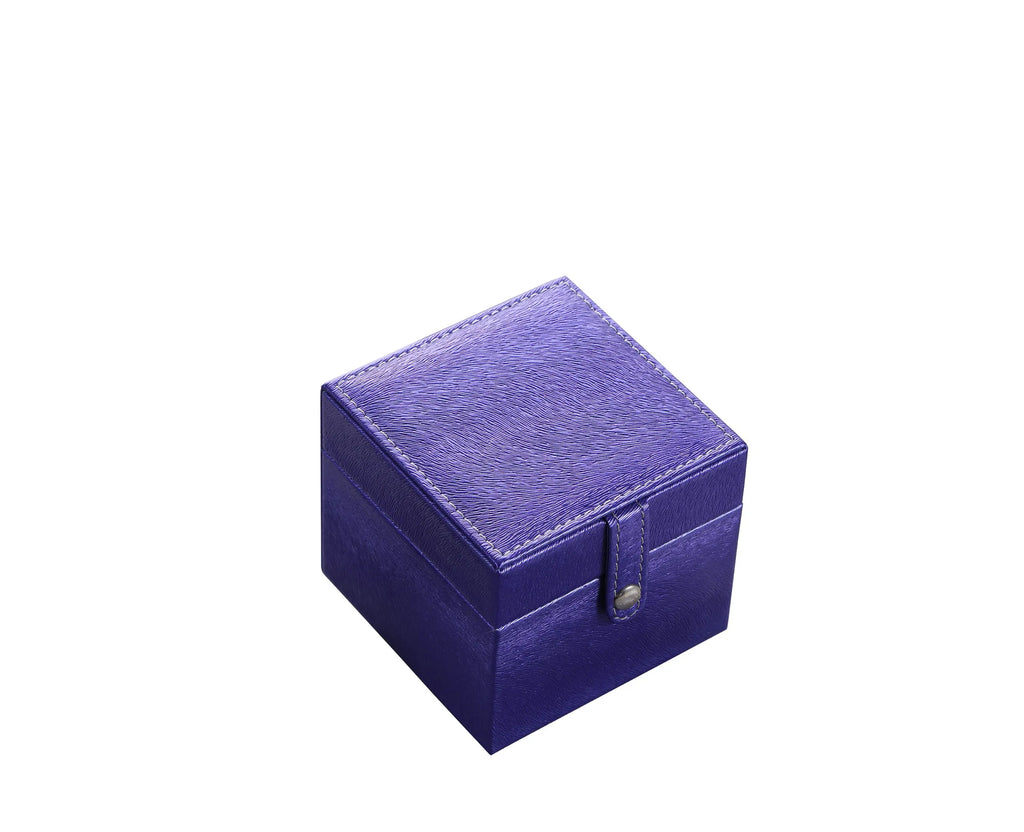 Purple Faux Leather Small Jewelry Box with Mirror, Portable Travel Jewelry Organizer with Snap Closure for Rings Earrings Necklaces, Vanity Storage Case