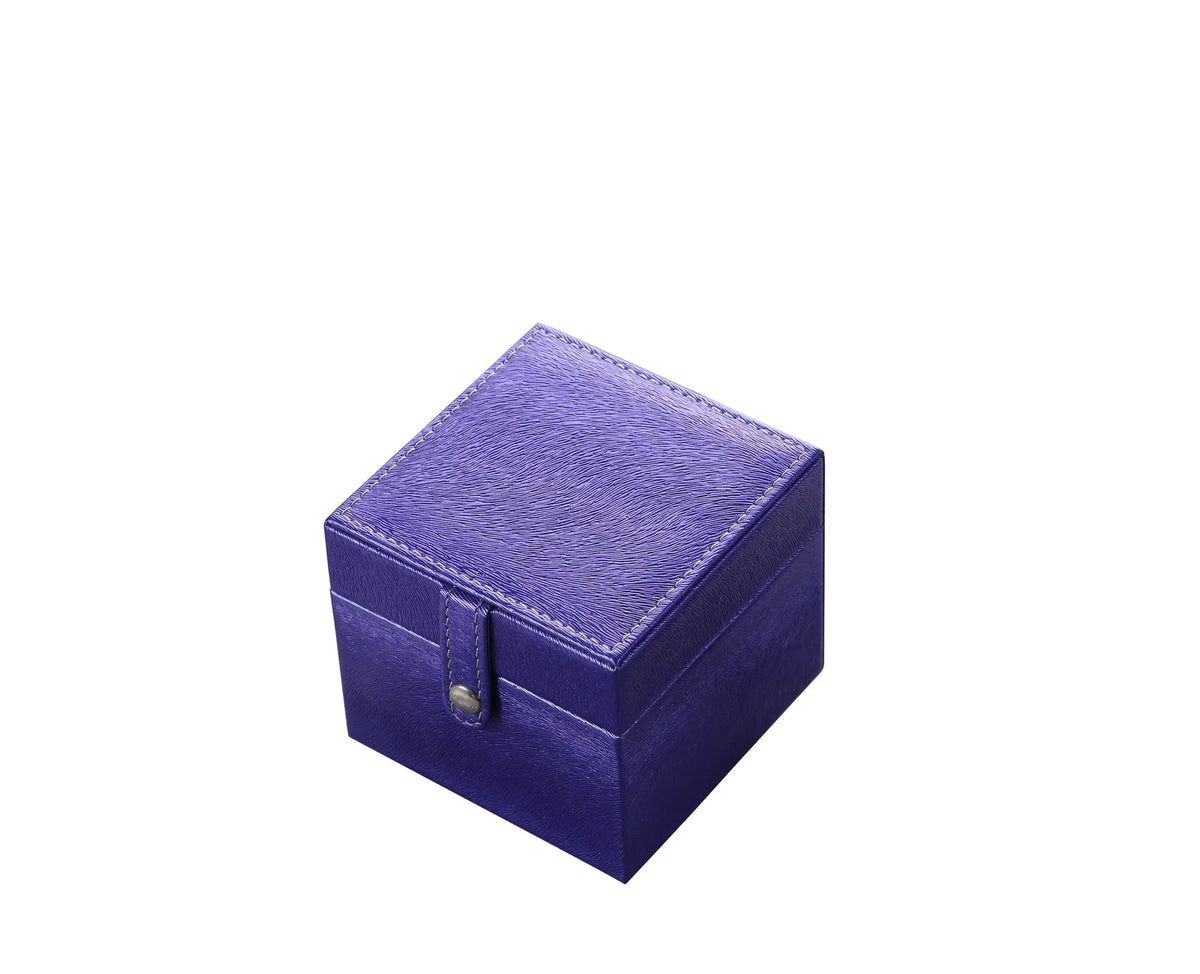 Purple Faux Leather Small Jewelry Box with Mirror, Portable Travel Jewelry Organizer with Snap Closure for Rings Earrings Necklaces, Vanity Storage Case