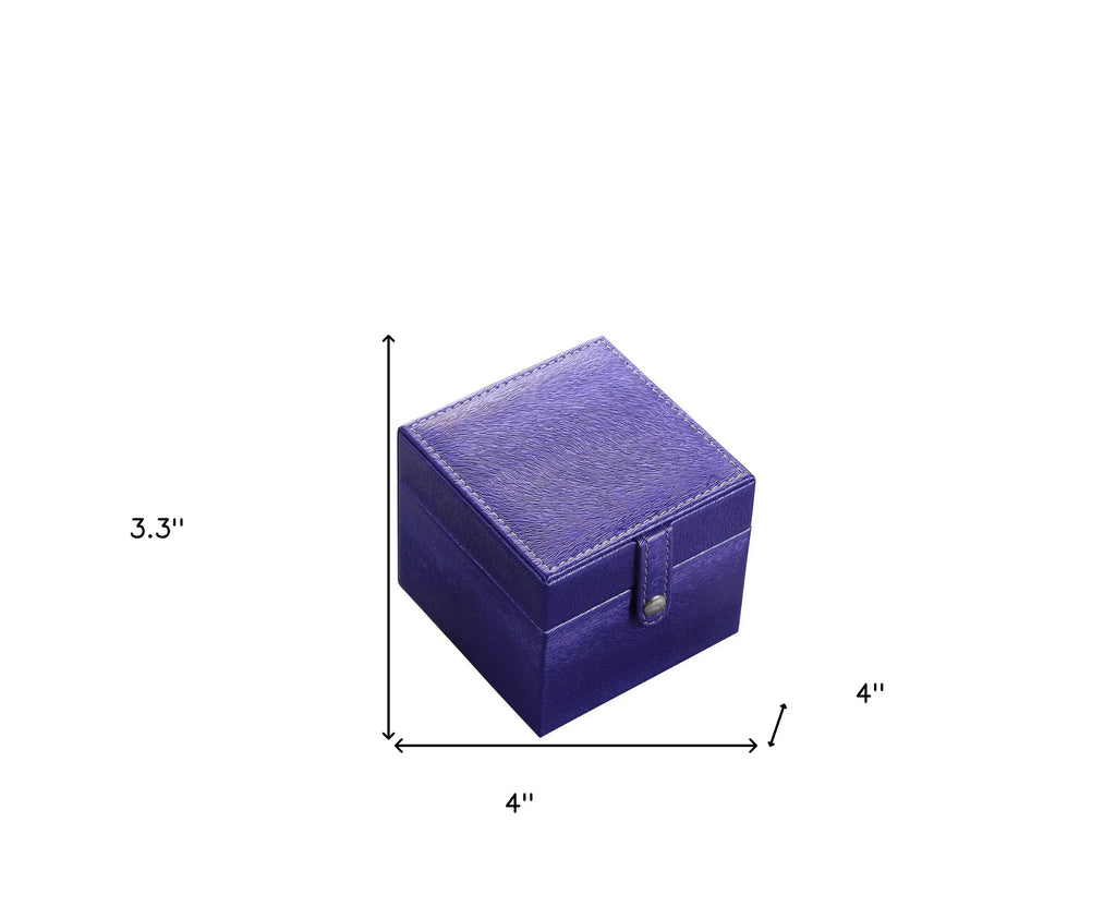 Purple Faux Leather Small Jewelry Box with Mirror, Portable Travel Jewelry Organizer with Snap Closure for Rings Earrings Necklaces, Vanity Storage Case