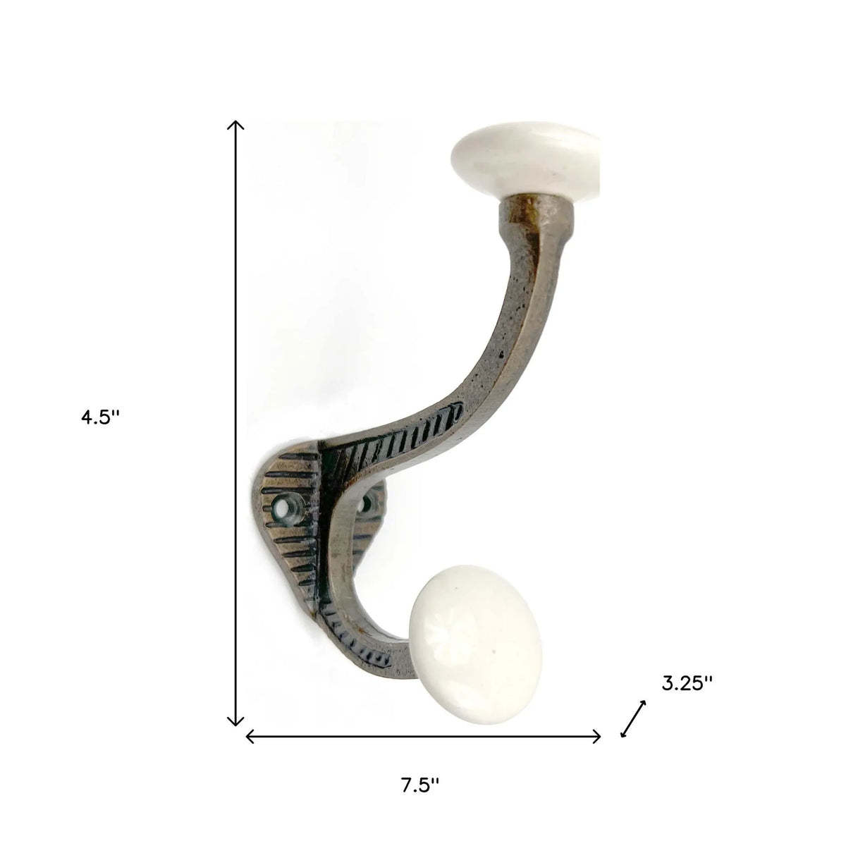 AEELLEEA 6-Pack Vintage Metal Wall Hooks with White Ceramic Knobs, Double Coat Hooks for Entryway, Bedroom & Bathroom