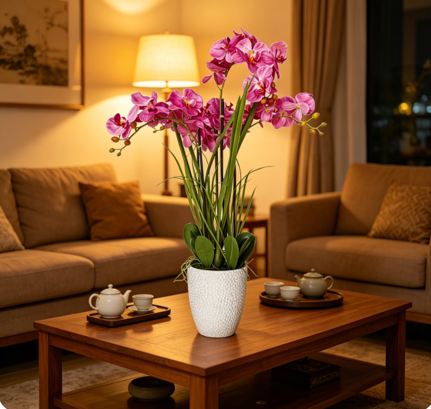 49 Inch Artificial Phalaenopsis Orchid with Resin Pot