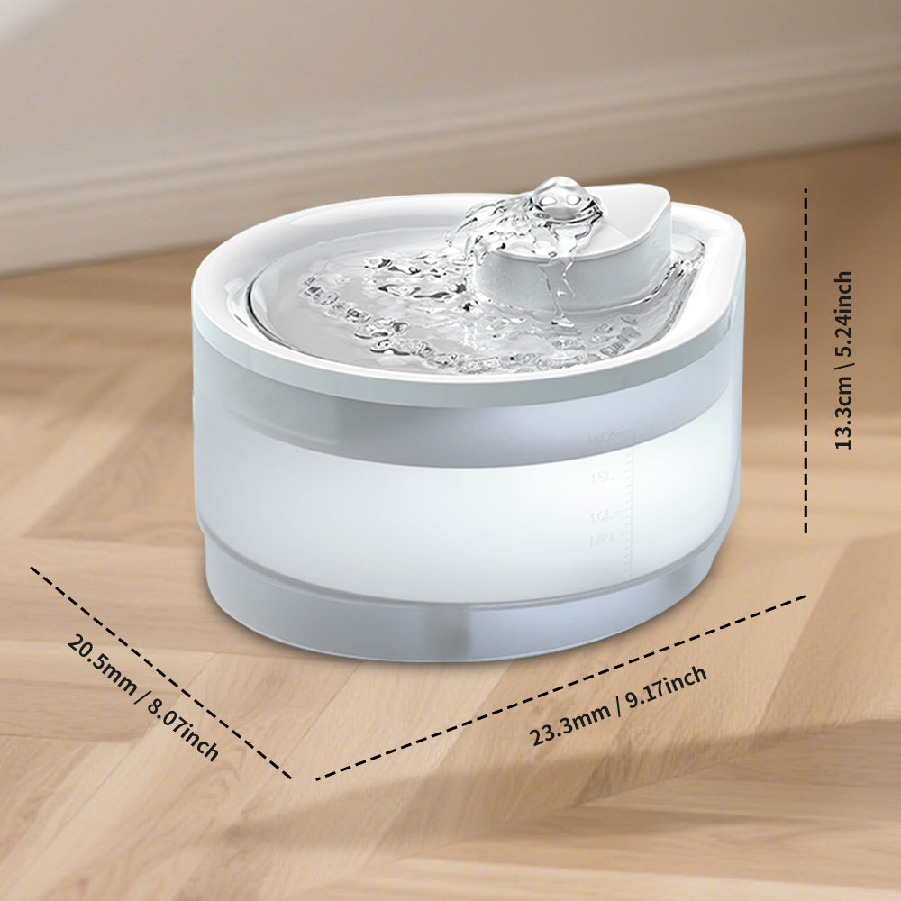 Circulating Cat Water Fountain – Ultra-Quiet Drinking Dispenser with Ripple Basin, Designed to Increase Hydration for Cats & Small Animals (2500ML)