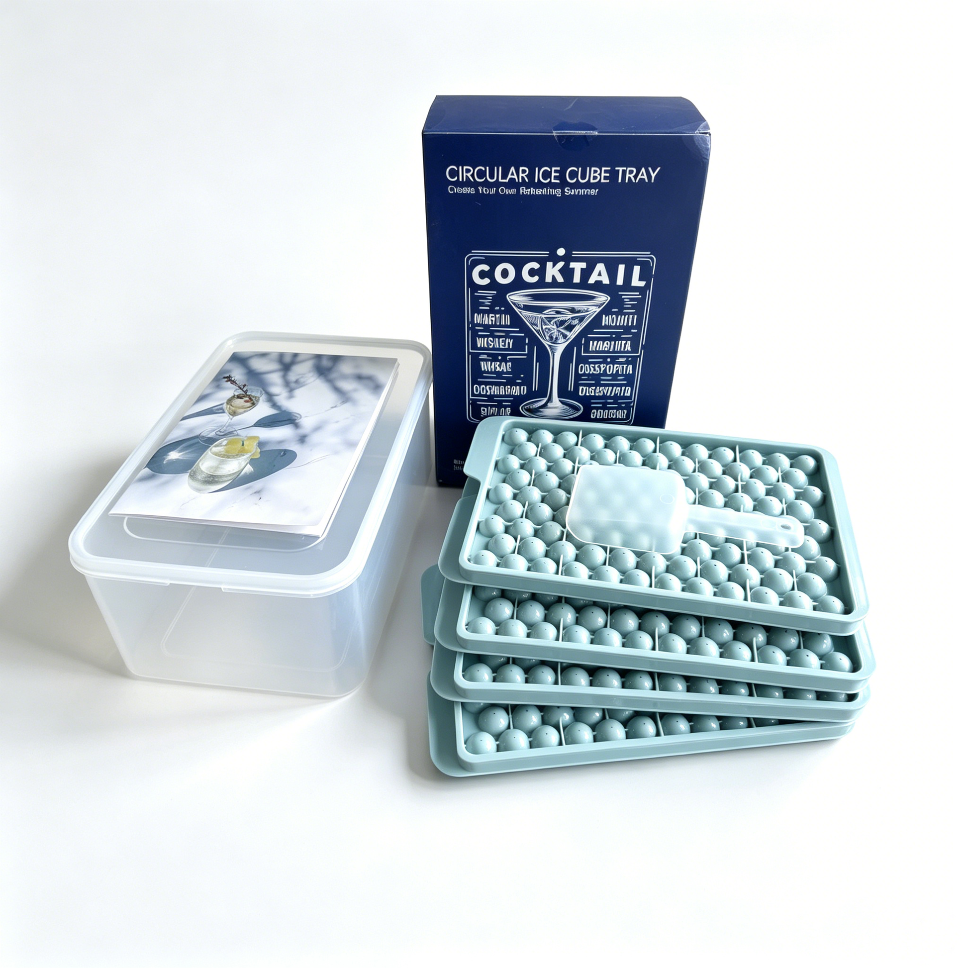 0.55 Inch Mini Ice Cube Trays with Lid and Storage Bin, Small Pebble Ice Ball Maker for Coffee and Drinks