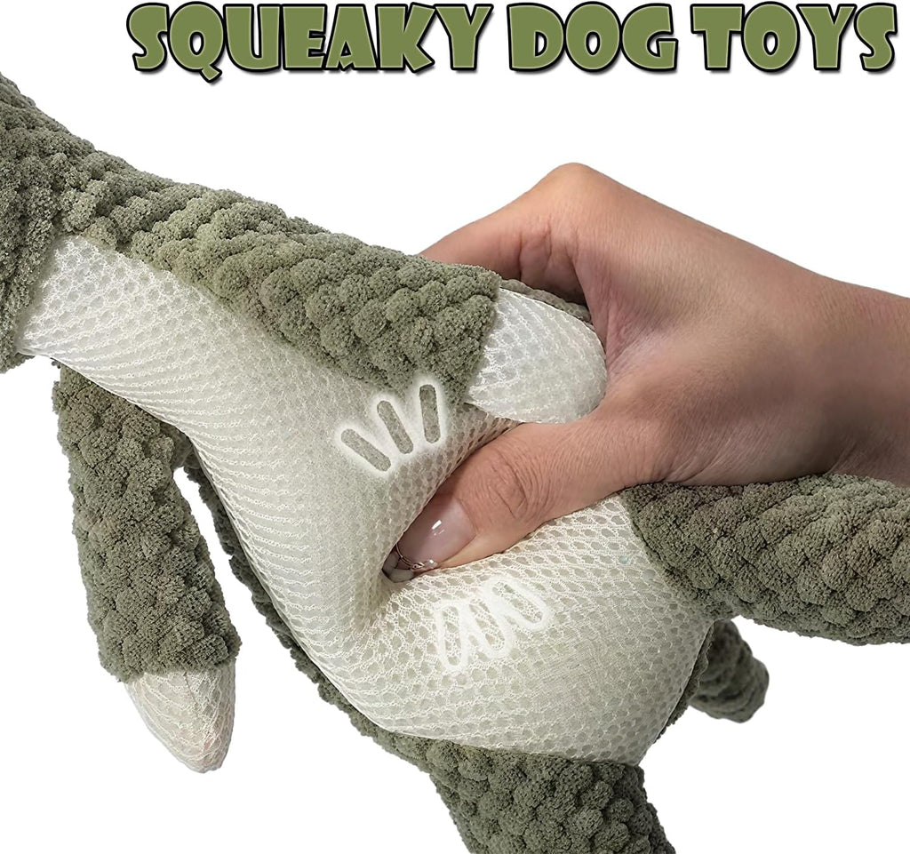 Plush Chew Toys for Large Dogs, Wolf Squeaky Dog Toys for Small Medium Large Dog, Durable Stuffed Pet Chew Toy for All Breeds - Large Size, Green