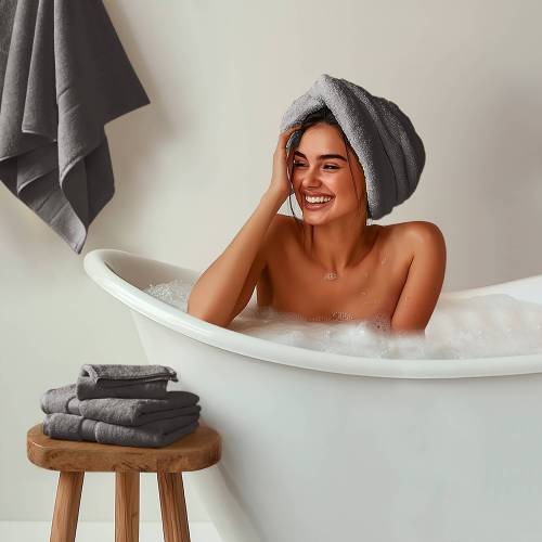8-Piece Ultra-Soft 100% Cotton Absorbent Towel Set, Charcoal