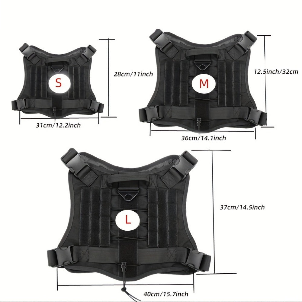  Tactical Dog Harness, Adjustable No Pull Dog Vest with MOLLE Hook and Loop Panels, Quick Release Buckles & Top Handle for Training Walking Outdoor