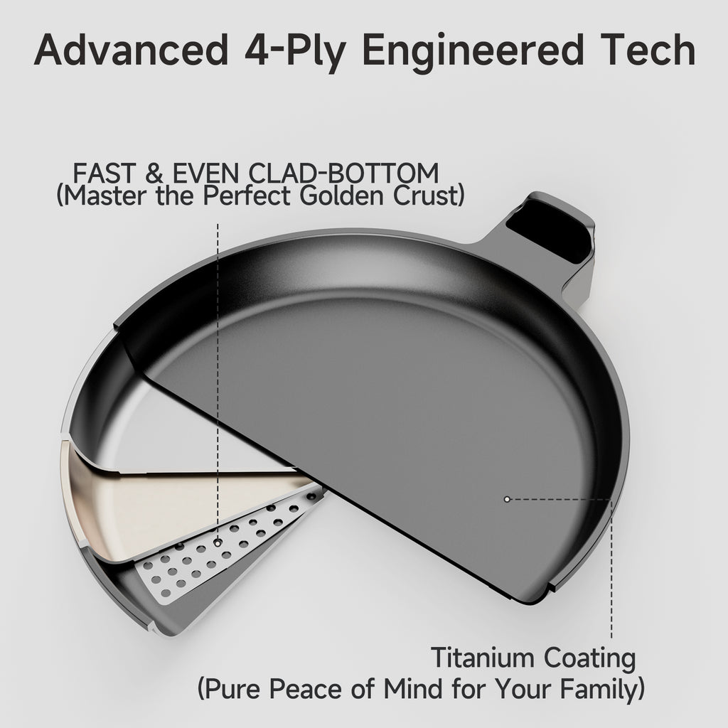 11 Inch Nonstick Crepe Pan with Detachable Handle, Titanium Pancake Pan, Flat Tawa Dosa Tortilla Pan, Induction Compatible, Oven Safe, Dishwasher Safe, PTFE & PFOA Free