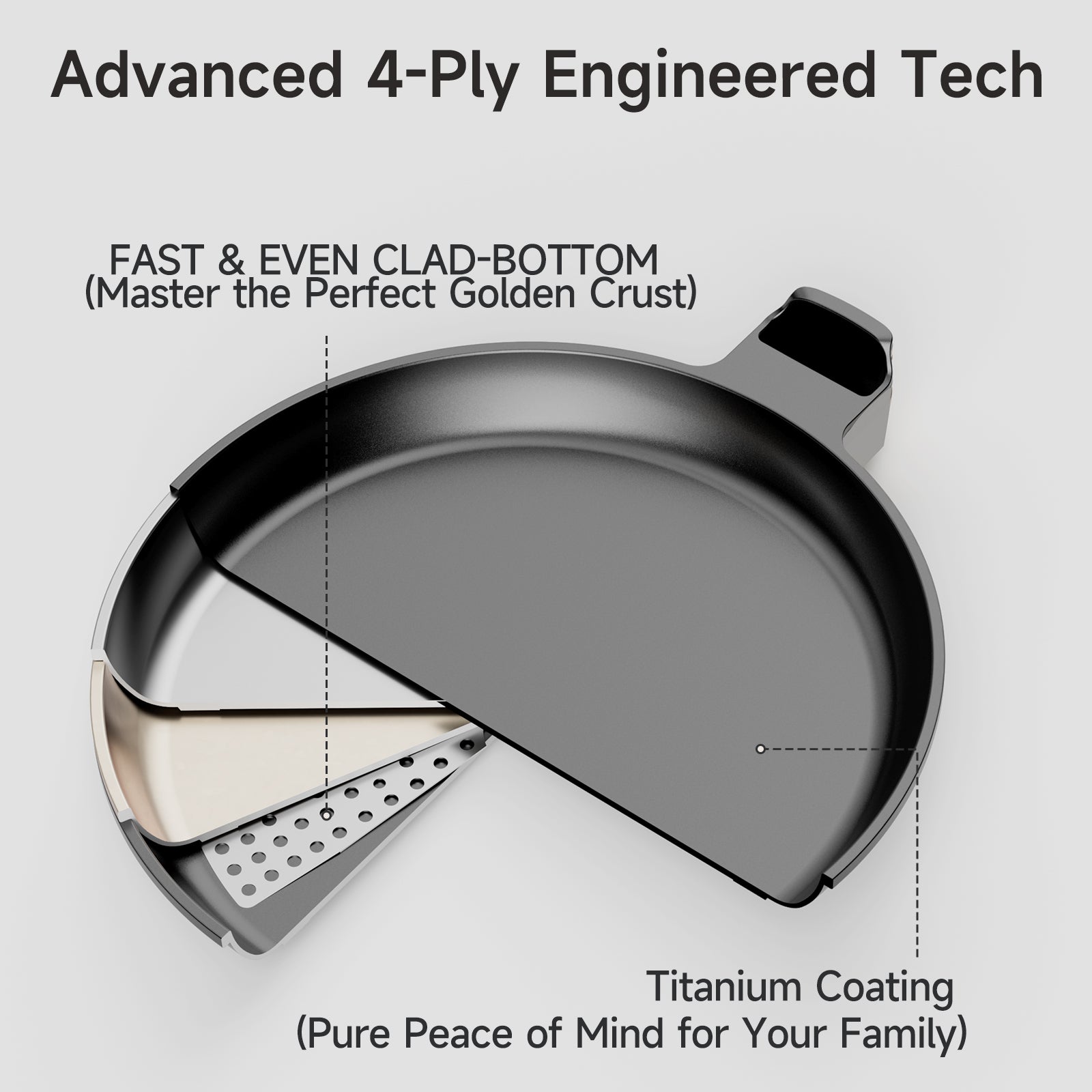 9.5 Inch Nonstick Crepe Pan with Detachable Handle, Titanium Pancake Pan, Flat Tawa Dosa Tortilla Pan, Induction Compatible, Oven Safe, Dishwasher Safe, PTFE & PFOA Free