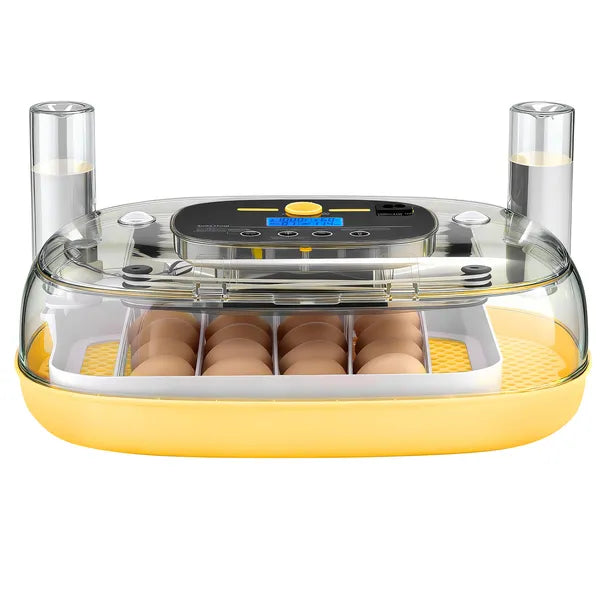 Aeelleea 24 Egg Incubator, 17.13×11.02×8.47 Inch Auto Turner with LED Candler, Temp Humidity Control for Chicken Duck Quail Eggs