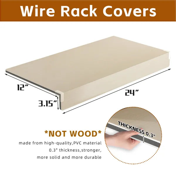 5 Pcs 24 Inch Oak Foamed PVC Wire Shelf Covers, Wood Grain Rack Liners for Closet Pantry Kitchen Bathroom Decor