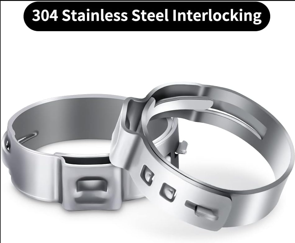 AEELLEEA-3/4 Inch PEX Cinch Clamps,304 Stainless Steel Pinch Rings 50 Pack for PEX Tubing Pipe Plumbing Connections